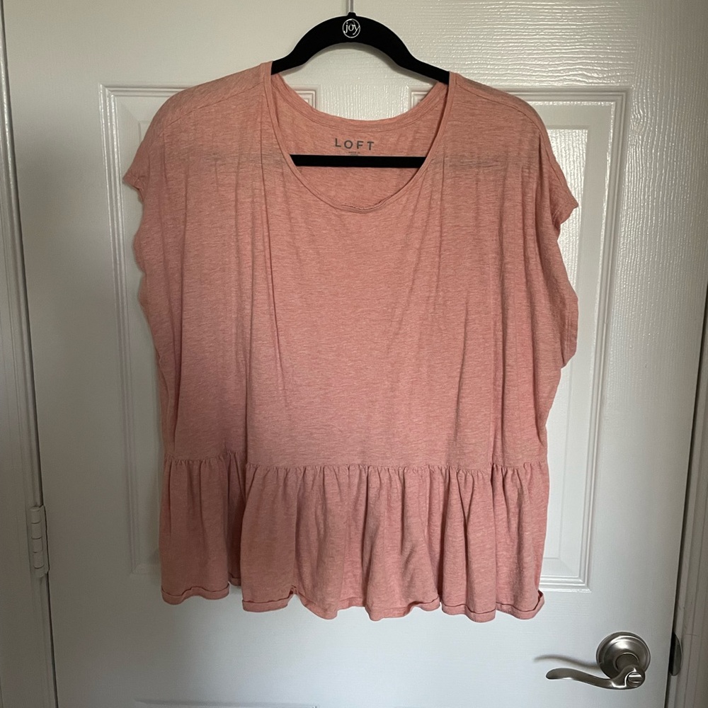 LOFT Peach Ruffle Hem Top